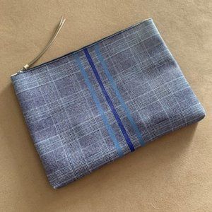 Banana Republic blue plaid/stripe clutch